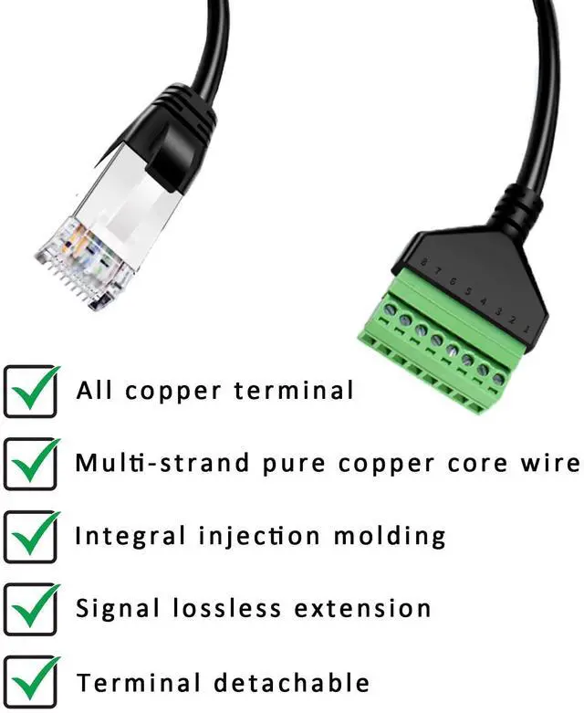 Alt view image 4 of 5 - DQLIOWUO 4PCS 1ft/0.3m RJ45 Male Plug to 8 Pin Screw Terminal Connector for Cat7 Cat6 Cat5e Cat5 Ethernet Extender,AV CCTV UTP DVR Network Adapter Extension Cord