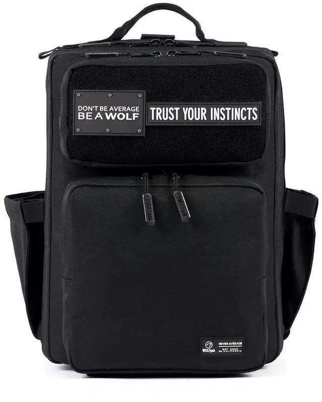 Main image of WOLFpak 15L Slim Tactical Gym Backpack - Durable 1000D Waterproof Oxford Material | Minimalist Daypack w/Laptop Pocket & Dual Cup Holders | Great for Travel & Everday Carry | (Alpha Black)