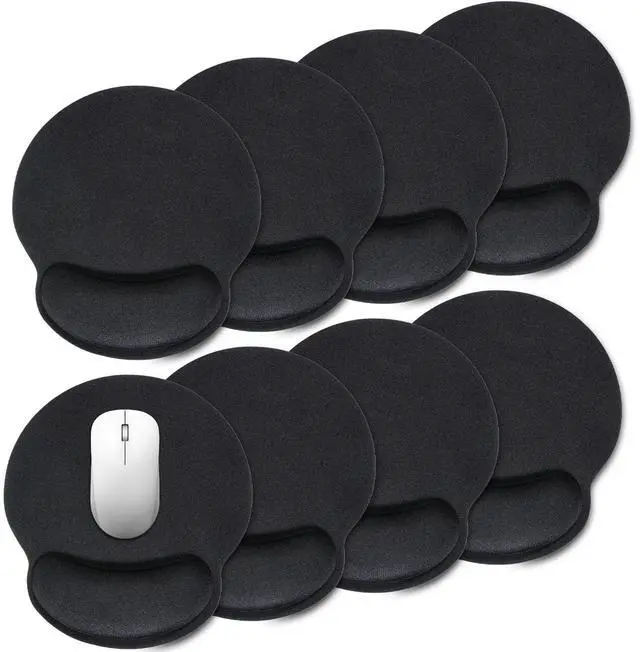 Main image of JJUNW 8 Pack Ergonomic Mouse Pad with Wrist Rest Support, Comfortable Mousepad with Non-Slip Base, Small Memory Foam Computer Mouse Pad for Laptop Computer Gaming (Black)