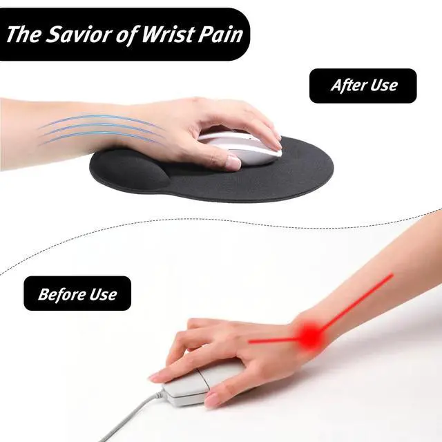 Alt view image 3 of 5 - JJUNW 8 Pack Ergonomic Mouse Pad with Wrist Rest Support, Comfortable Mousepad with Non-Slip Base, Small Memory Foam Computer Mouse Pad for Laptop Computer Gaming (Black)