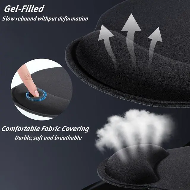 Alt view image 5 of 5 - JJUNW 8 Pack Ergonomic Mouse Pad with Wrist Rest Support, Comfortable Mousepad with Non-Slip Base, Small Memory Foam Computer Mouse Pad for Laptop Computer Gaming (Black)