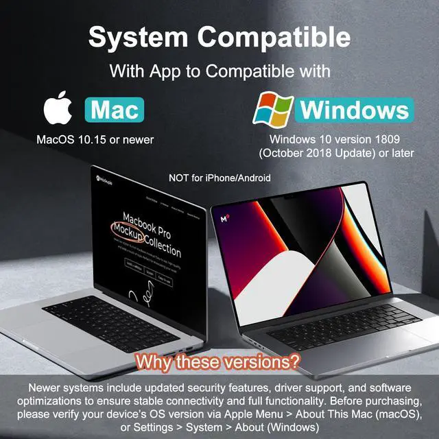 Alt view image 2 of 5 - USB C to Dual HDMI Adapter, 1080P 60Hz Multi-Monitor Splitter for MacBook/PC/Laptop - USB-A/USB-C to 2 HDMI Ports, Aluminum Docking Station, Audio Sync, Windows/macOS Software Control