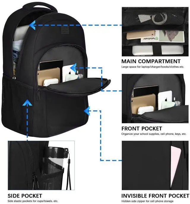 Alt view image 3 of 5 - LARIPOP Extra Large Backpack,17.3 Inch Business Laptop backpack for Men Women with USB Charging Port,Water-Resistant Laptopack Weekender Daypack for Work College Computer