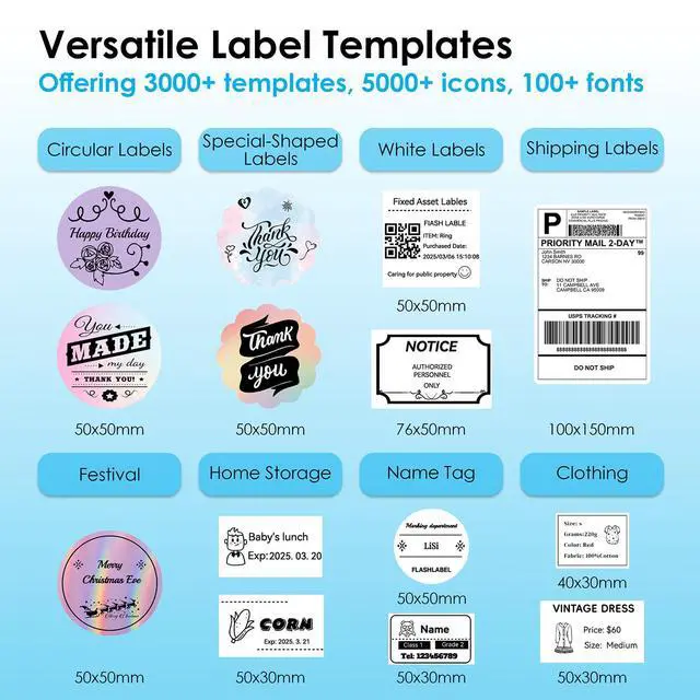 Alt view image 4 of 5 - KNAON Shipping Thermal Label Printer, 4x6 Portable Label Printer, Bluetooth Label Maker for Small Business, Support iPhone,Android,Windows,Mac,Chromebook,Works with USPS, Ebay,Shopify&More, Black