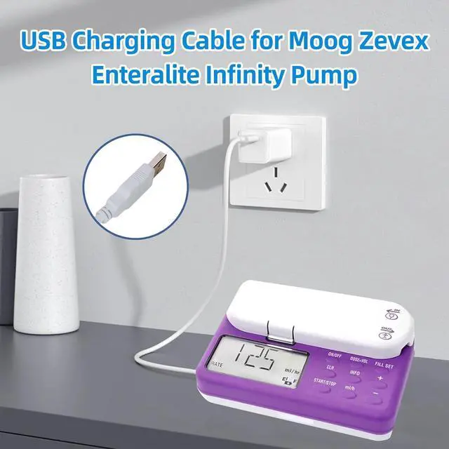 Alt view image 4 of 5 - USB Charging Cable for Moog Zevex Enteralite Infinity Pump and DC Power Cable for Moog Enteralite Infinity Orange Pump (White)