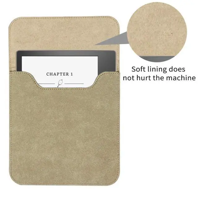 Alt view image 5 of 5 - Sleeve Bag Suede Leather for 7" Kindle Oasis (10th Generation, 2019 Release and 9th Generation, 2017 Release), Portable Water Repellent Protective Case (Brown)