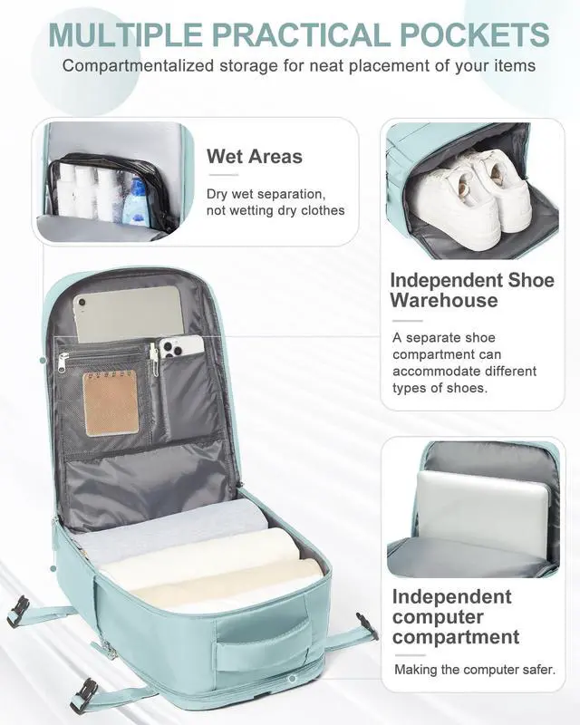 Alt view image 5 of 5 - coowoz Travel Backpack Carry On for Women Man Gym Backpacks with Laptop Compartment Mochila de Viaje Teacher Personal Item Backpack Airplane Accessories Must Haves Blue Small