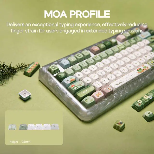 Alt view image 4 of 5 - KiiBoom Sprout Picnic Keycap Set, 144 Keys MOA Profile PBT Keycaps for Mechanical Keyboard, Compatible with ANSI/ISO, 60%, 65%, 75%, TKL, Full-Sized Layout