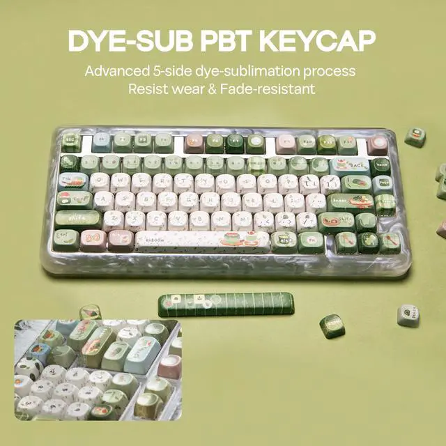 Alt view image 5 of 5 - KiiBoom Sprout Picnic Keycap Set, 144 Keys MOA Profile PBT Keycaps for Mechanical Keyboard, Compatible with ANSI/ISO, 60%, 65%, 75%, TKL, Full-Sized Layout