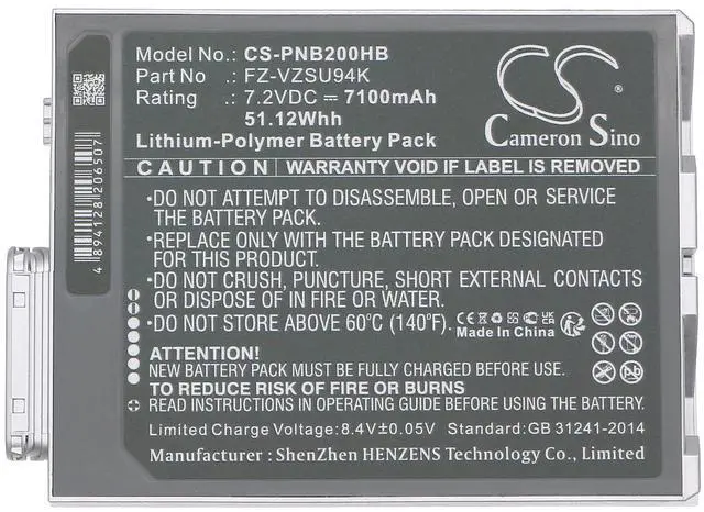 Alt view image 5 of 5 - Cameron Sino New 7100mAh Replacement Battery for FZ-B2, FZ-M1, FZ-M1C, Toughpad FZ-B2, Toughpad FZ-M1, Toughpad FZ-M1C