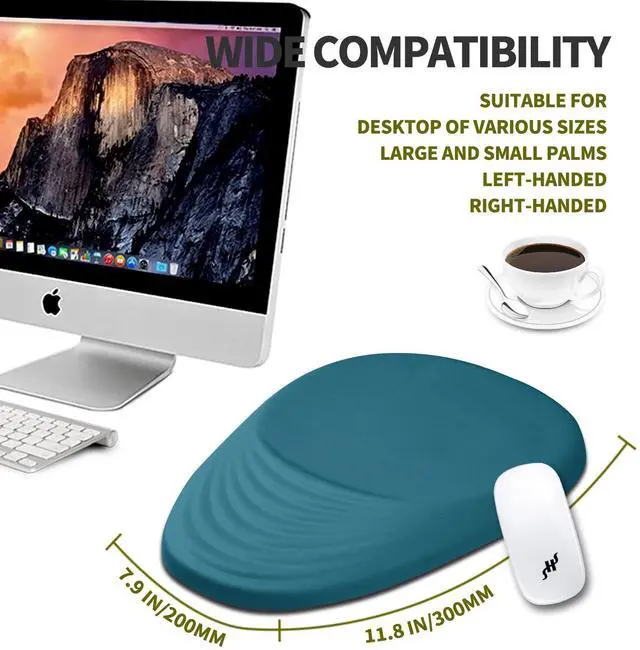 Alt view image 4 of 5 - Hokafenle Ergonomic Mouse Pad Wrist Support, Terraced Slope Carpal Tunnel Wrist Pad for Mouse with Unibody Memory Foam, Wrist Rest Pain Relief Mousepad (Turquoise, 11.8x7.9 in)