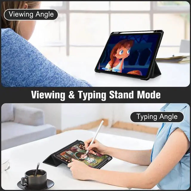 Alt view image 2 of 5 - Fintie Hybrid Slim Case for iPad Air 11 & iPad Air 5/4 10.9 InchBundle with Silicone Sleeve for Apple Pencil 2nd Generation