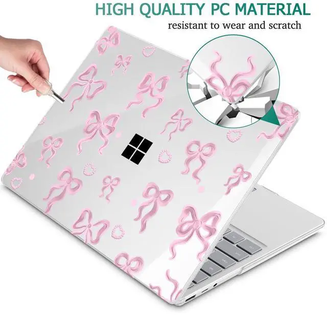 Alt view image 4 of 5 - May Chen Compatible with Microsoft Surface Laptop Go 3 Go 2 Go 1 12.4 Inch Model 1943 2013 (2023 2022 2020 Release), Plastic Hard Shell Case with Screen Protector + Keyboard Cover, Heart Bow