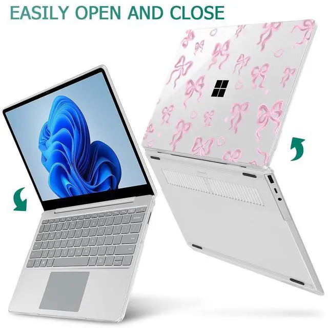Alt view image 5 of 5 - May Chen Compatible with Microsoft Surface Laptop Go 3 Go 2 Go 1 12.4 Inch Model 1943 2013 (2023 2022 2020 Release), Plastic Hard Shell Case with Screen Protector + Keyboard Cover, Heart Bow