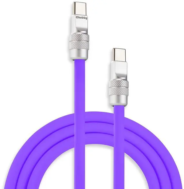 Main image of chubbycable Chubby 2.0 Fast Charging Cable Durable Soft Silicone USB C Cable 240W Extra Thick Charger Cord Compatible with iPhone 17-15 Series iPad, Violet, Type-C to Type-C, 8.2FT