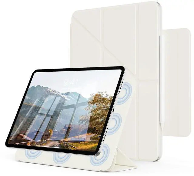 Main image of KVTVOU Case for iPad (A16) 11th/10th Generation (2025/2022, 11/10.9 Inch), Powerful Smart Magnetic Attachment, Slim Lightweight Y-Multiple Stand Cover, Support Touch ID & Auto Sleep/Wake, Cream White
