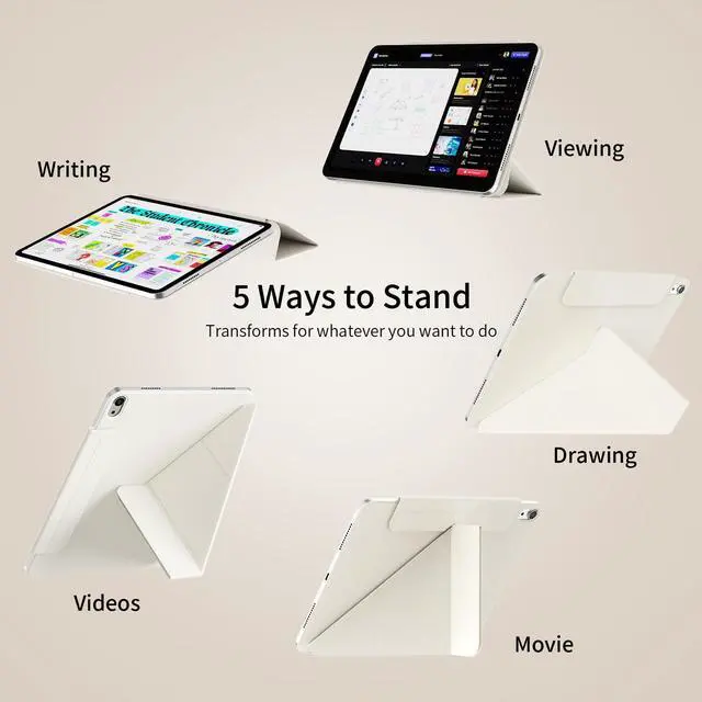 Alt view image 3 of 5 - KVTVOU Case for iPad (A16) 11th/10th Generation (2025/2022, 11/10.9 Inch), Powerful Smart Magnetic Attachment, Slim Lightweight Y-Multiple Stand Cover, Support Touch ID & Auto Sleep/Wake, Cream White