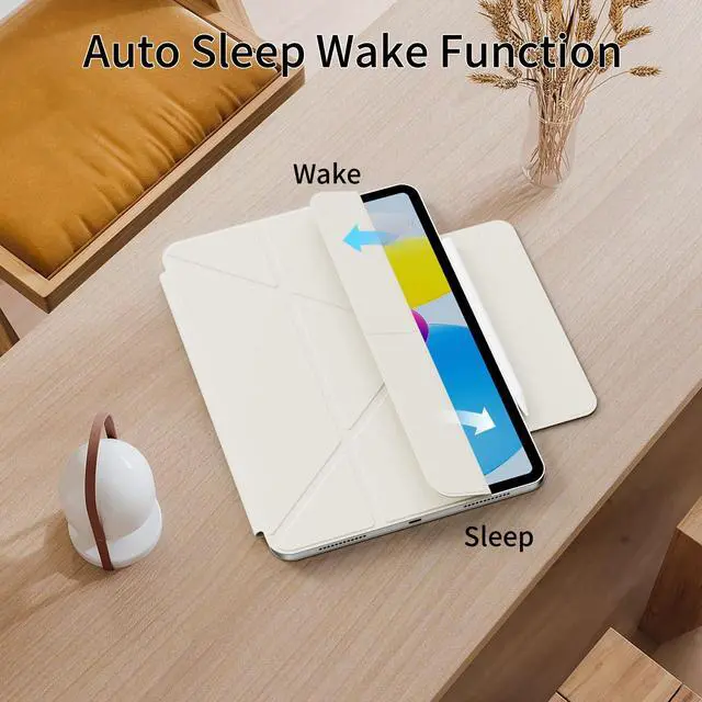 Alt view image 4 of 5 - KVTVOU Case for iPad (A16) 11th/10th Generation (2025/2022, 11/10.9 Inch), Powerful Smart Magnetic Attachment, Slim Lightweight Y-Multiple Stand Cover, Support Touch ID & Auto Sleep/Wake, Cream White