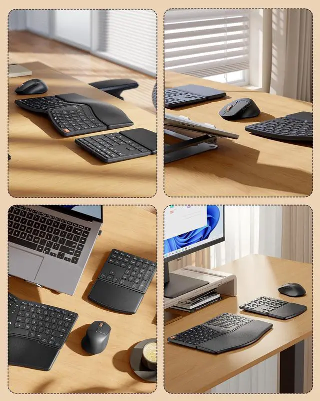 Alt view image 2 of 5 - ProtoArc Ergonomic Wireless Keyboard Mouse