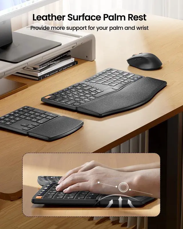 Alt view image 4 of 5 - ProtoArc Ergonomic Wireless Keyboard Mouse