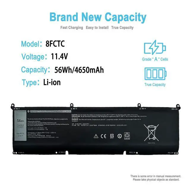 Alt view image 2 of 5 - TAICROWNE 56Wh 8FCTC Replacement Laptop Battery for Dell Alienware M15 R3 R4 M17 R3 R4 XPS 15 9500 Inspiron 15 7510 16 5620 Vostro 16 7620 15 7510 Series 69KF2 P8P1P 70N2F M59JH DVG8M 4650mAh 11.4V