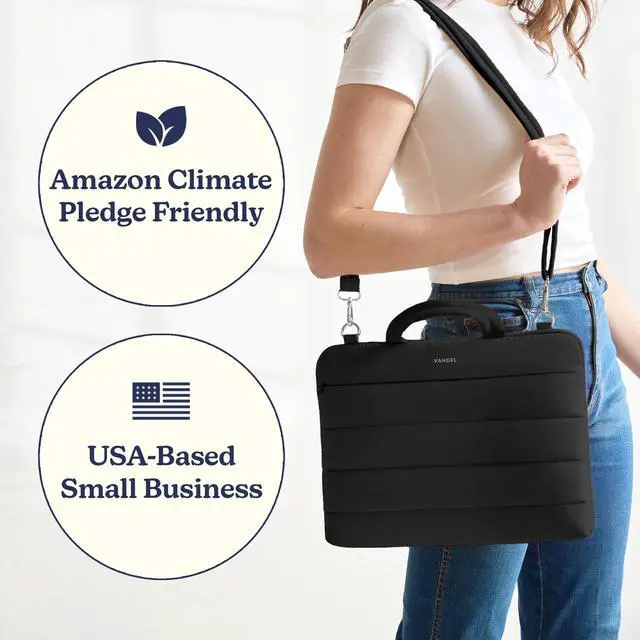 Alt view image 3 of 5 - Vandel 15-16 inch Laptop Carrying Case Sleeve with Strap, Shoulder Bag with Handle, 16 in Laptop Computer Bag for Women, MacBook Air 15 Inch Carrying Case, MacBook Pro 16, 15.6 in HP, Dell Messenger