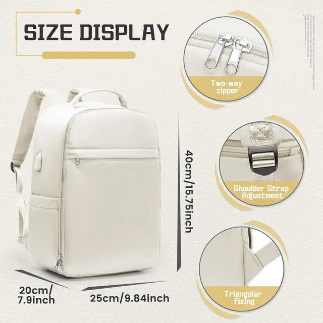 Alt view image 5 of 5 - WEPLAN Vacuum backpack travel with pump, Travel Backpack with Vacuum System,Carry on Personal Item Bag 17×10×9 United Airlines Flight Approved Hand Luggage - Beige