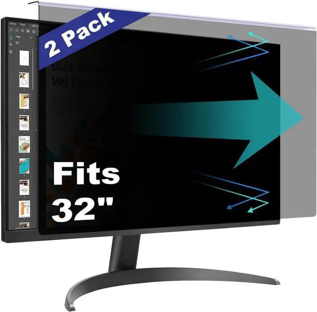 Main image of [2 Pack] 32 Inch Hanging Computer Privacy Screen Protector Shield Compatible for 16:9 Widescreen Desktop Monitor - Anti-UV & Blue Light Filter - Hanging Design for Easy On/Off