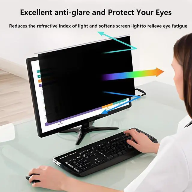 Alt view image 4 of 5 - [2 Pack] 32 Inch Hanging Computer Privacy Screen Protector Shield Compatible for 16:9 Widescreen Desktop Monitor - Anti-UV & Blue Light Filter - Hanging Design for Easy On/Off