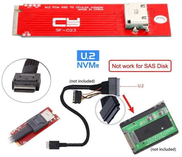 Alt view image 5 of 5 - Chenyang PCI-E 3.0 M.2 M-Key Host to Oculink SFF-8612 SFF-8611 Adapter 2260mm 2280mm for PCIe Nvme SSD