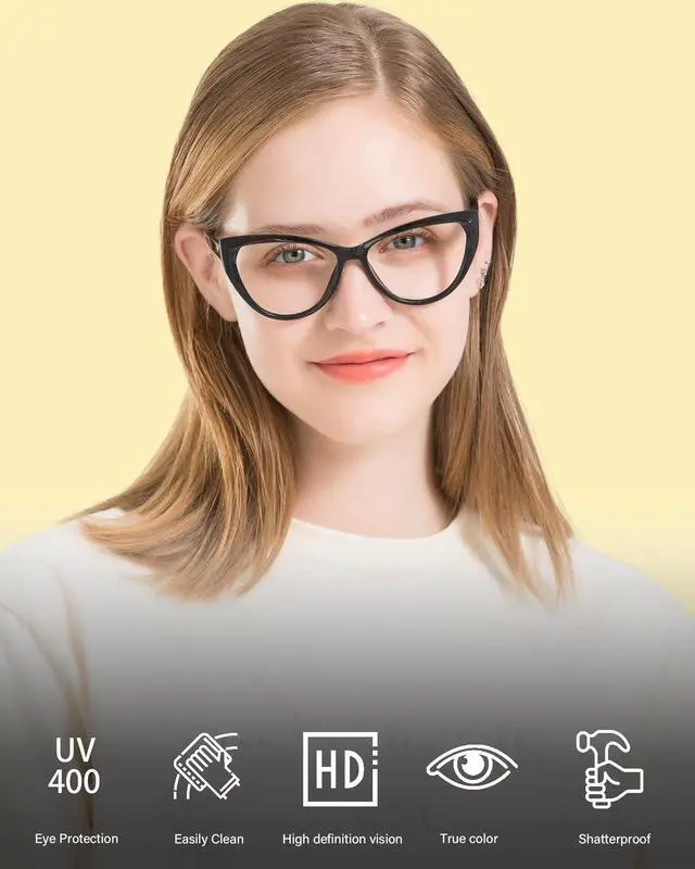 Alt view image 2 of 5 - ANRRI Vintage Cat Eye Blue Light Blocking Glasses Women Trendy Cateye Non Prescription Eyeglasses Computer Gameing Glasses Anti Eyestrain Black Frame