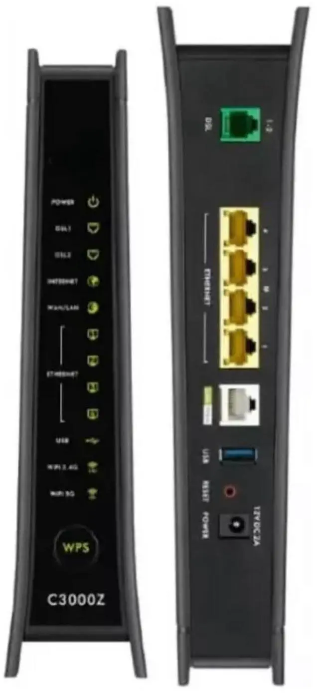 Alt view image 2 of 2 - Generic C3000Z Modem | CenturyLink Compatible | Dual-Band 802.11n/ac WiFi Router | UMEC UP0251M-12PA AC Adapter Included OEM Packaging