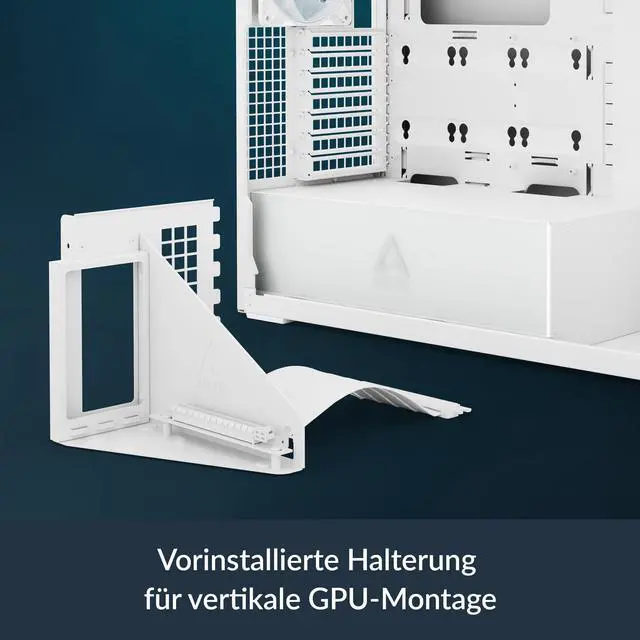 Alt view image 2 of 5 - ARCTIC Xtender VG (White) with Vertical GPU Mount - PC Case, Tempered Panorama Glass, 2 x 420 mm Radiator Support, Midi Tower, E-ATX, 5X A-RGB Fans pre-Mounted - White