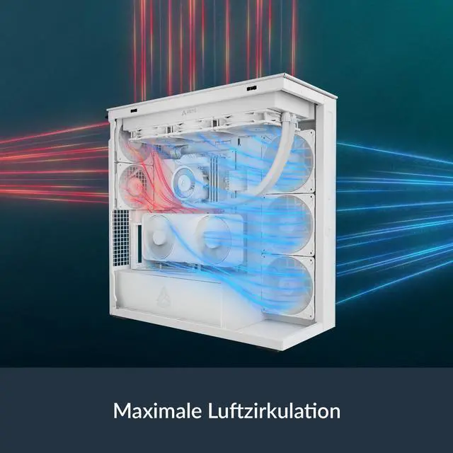 Alt view image 5 of 5 - ARCTIC Xtender VG (White) with Vertical GPU Mount - PC Case, Tempered Panorama Glass, 2 x 420 mm Radiator Support, Midi Tower, E-ATX, 5X A-RGB Fans pre-Mounted - White