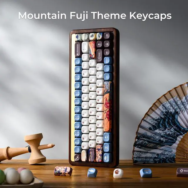 Alt view image 2 of 5 - OHY XVX MOA Profile Keycaps Set, Japanese Mount FujiTheme 132 - Key White & Blue Custom Keycaps with PBT + Frosted Translucent PC Material for ANSI Layout Mechanical Keyboards- - Musashi Senju