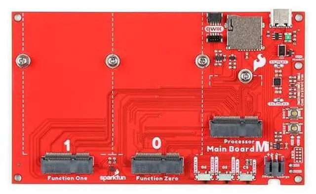 Alt view image 2 of 5 - SparkFun MicroMod Main Board - Double, Built-in Resettable PTC Fuse, Integrated MCP73831 Single Cell LiPo Charge Circuit, Qwiic Enabled I2C, Board Dimensions: (Inches) 4.90" x 2.90"