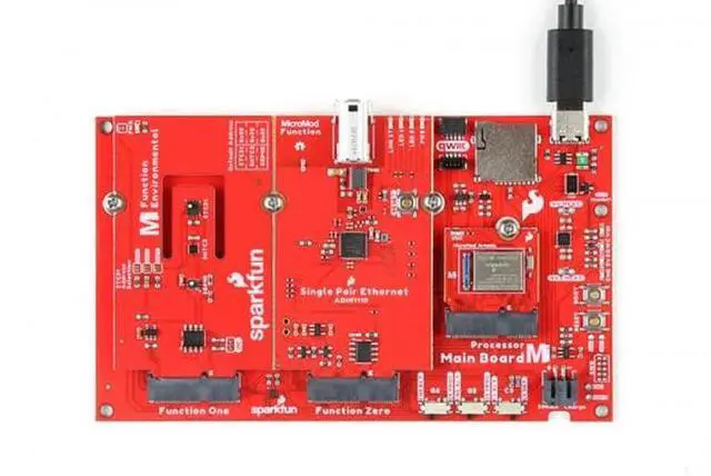 Alt view image 4 of 5 - SparkFun MicroMod Main Board - Double, Built-in Resettable PTC Fuse, Integrated MCP73831 Single Cell LiPo Charge Circuit, Qwiic Enabled I2C, Board Dimensions: (Inches) 4.90" x 2.90"