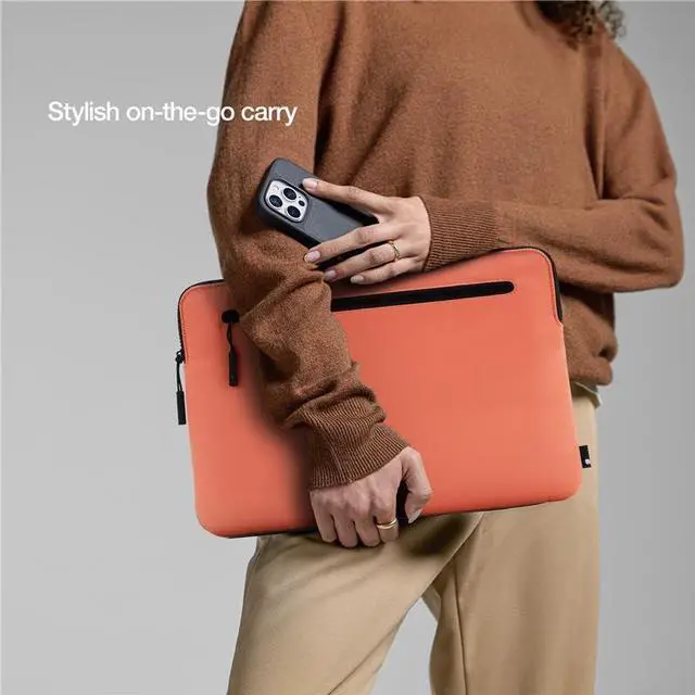Alt view image 3 of 5 - Incase Compact Laptop Sleeve with Flight Nylon MacBook/Laptop/iPad/Tablet Sleeve, and Cover, Lightweight, Weather Resistant, with Slip Pocket for Accessories (Misty Orange, 14-Inch)