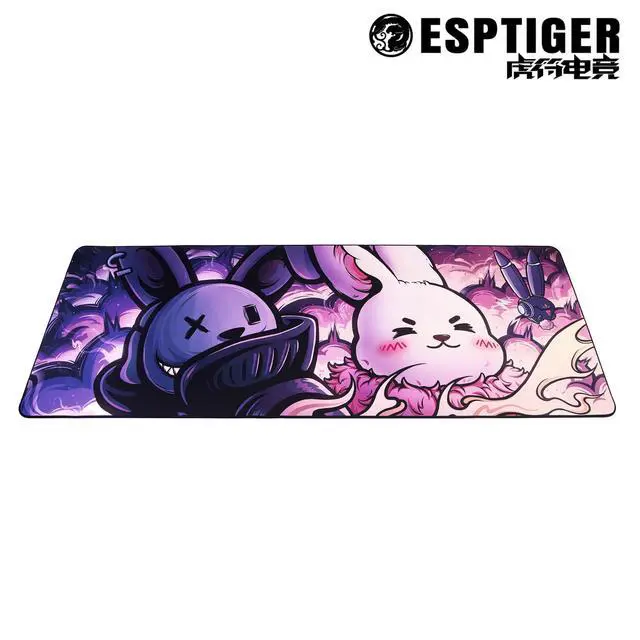 Alt view image 2 of 5 - Mouse Pads EspTiger SheSheJia (1200 x 450 x 4mm) Extended Size Water (Liquid) Repellent Extra Large Gaming Mousepad (DeskMat) - Multi-Color Double Rabbit Bunny Design
