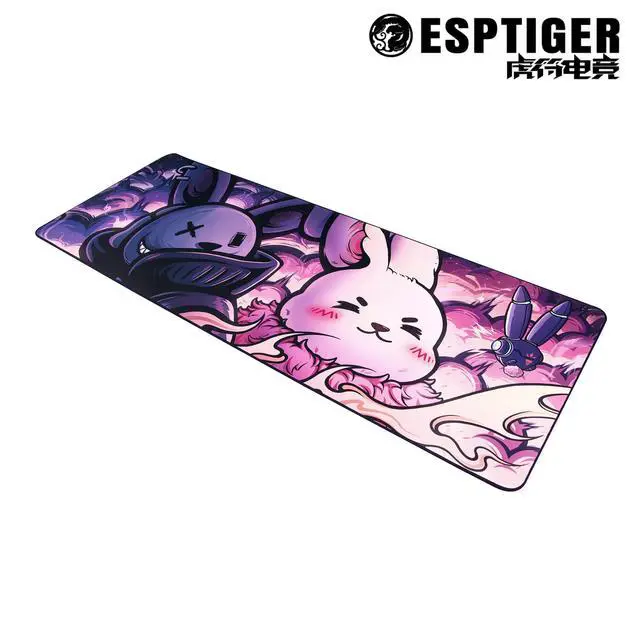 Alt view image 3 of 5 - Mouse Pads EspTiger SheSheJia (1200 x 450 x 4mm) Extended Size Water (Liquid) Repellent Extra Large Gaming Mousepad (DeskMat) - Multi-Color Double Rabbit Bunny Design