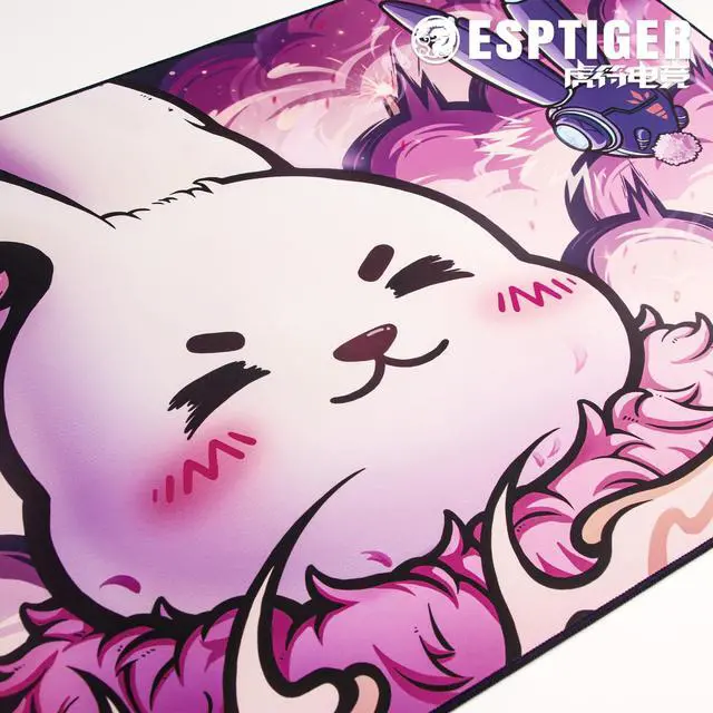 Alt view image 4 of 5 - Mouse Pads EspTiger SheSheJia (1200 x 450 x 4mm) Extended Size Water (Liquid) Repellent Extra Large Gaming Mousepad (DeskMat) - Multi-Color Double Rabbit Bunny Design