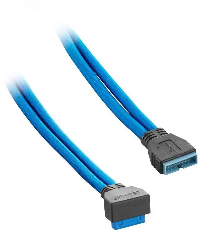 Alt view image 2 of 2 - CableMod ModMesh Sleeved Right Angle Internal USB 3.0 Cable (Light Blue, 50cm)