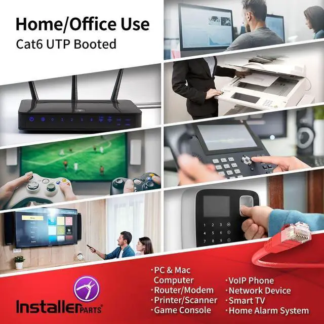 Alt view image 5 of 5 - InstallerParts CAT6 Cable UTP Booted [Red] - 150 FT - 1 Pack - Professional Series - 10Gbps, Cat6 Patch Cable, Network, Internet