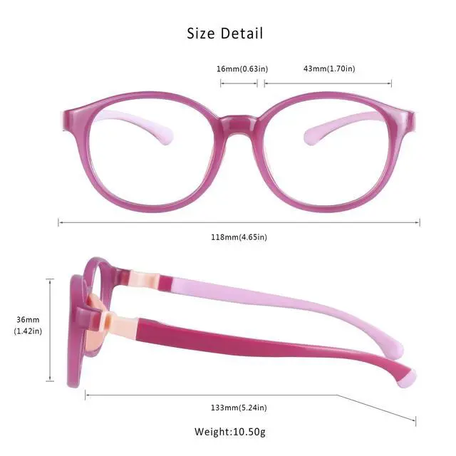 Alt view image 4 of 5 - LifeArt Kid Blue Light Blocking Glasses, Filter 85% of Harmful Blue Light, Anti Eyestrain and Blurry, Computer Glasses, Cut UV400 Anti Glare(Purple)