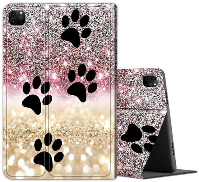 Main image of Case for iPad Pro 12.9 6th/5th/4th/3rd Generation 2022/2021/2020/2018, Lightweight TPU Shockproof with Auto Sleep/Wake Cover for 12.9 Inch iPad Pro, Black Dog Paw Sparkles
