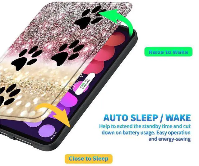 Alt view image 3 of 5 - Case for iPad Pro 12.9 6th/5th/4th/3rd Generation 2022/2021/2020/2018, Lightweight TPU Shockproof with Auto Sleep/Wake Cover for 12.9 Inch iPad Pro, Black Dog Paw Sparkles