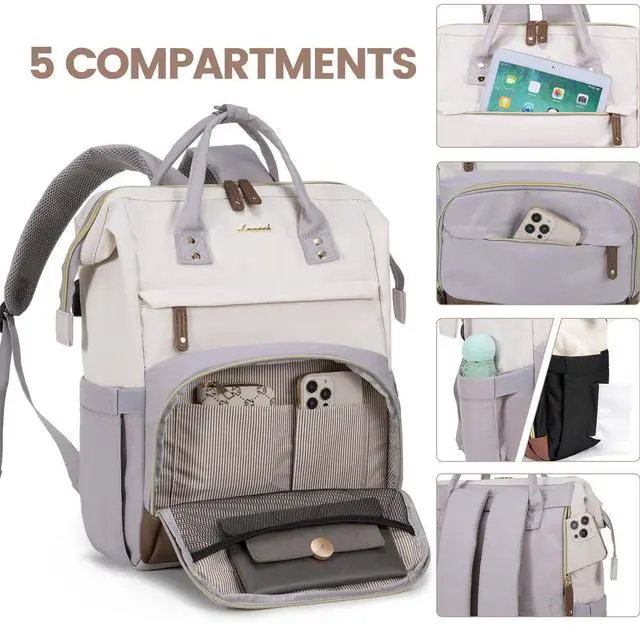 Alt view image 3 of 5 - LOVEVOOK Laptop Backpack for Women, 15.6 Inch Work Business Backpacks Purse With Large Capacity, Waterproof Nurse Bag College Bookbag for School, Waterproof Casual Daypack for Travel