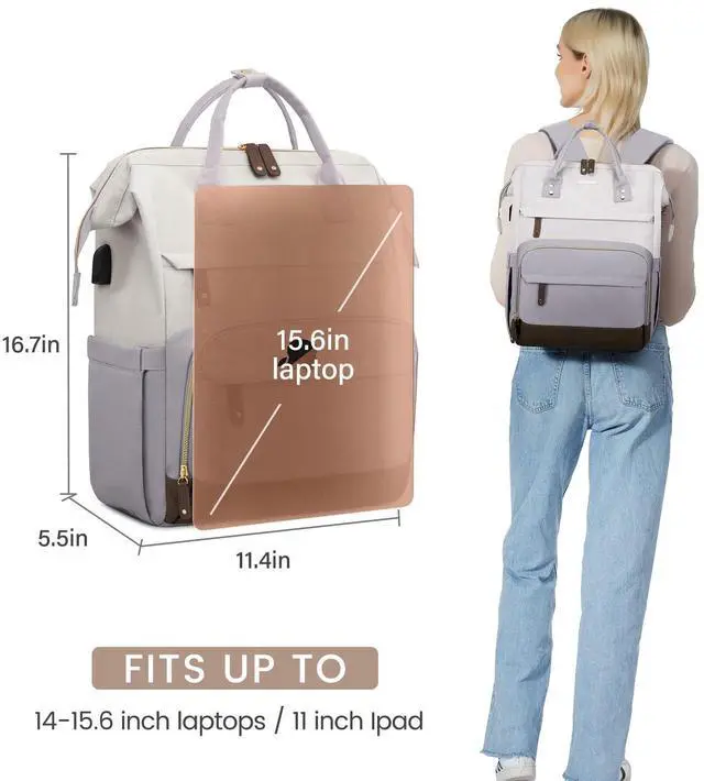 Alt view image 5 of 5 - LOVEVOOK Laptop Backpack for Women, 15.6 Inch Work Business Backpacks Purse With Large Capacity, Waterproof Nurse Bag College Bookbag for School, Waterproof Casual Daypack for Travel