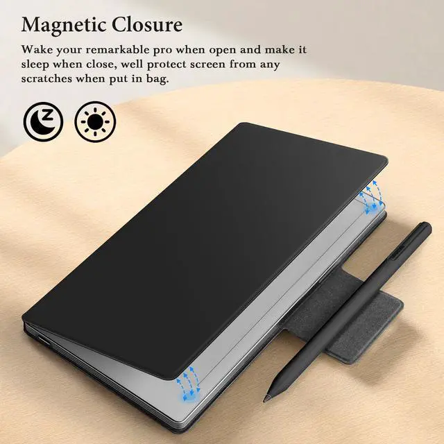 Alt view image 4 of 5 - Ayotu Case for Remarkable Paper Pro Move 7.3", 1:1 Fit Smart Cover Folio with Auto Wake/Sleep | Premium Leather Cover | Microfiber Lining | Strong Magnet(A-Leathers Black)
