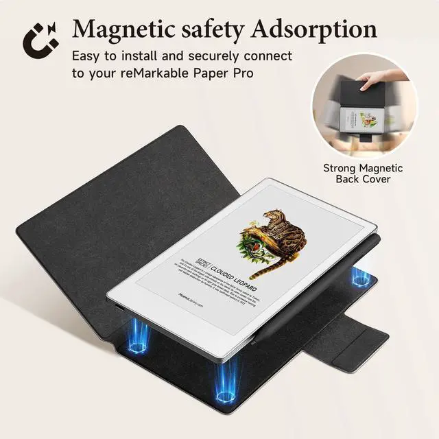 Alt view image 5 of 5 - Ayotu Case for Remarkable Paper Pro Move 7.3", 1:1 Fit Smart Cover Folio with Auto Wake/Sleep | Premium Leather Cover | Microfiber Lining | Strong Magnet(A-Leathers Black)